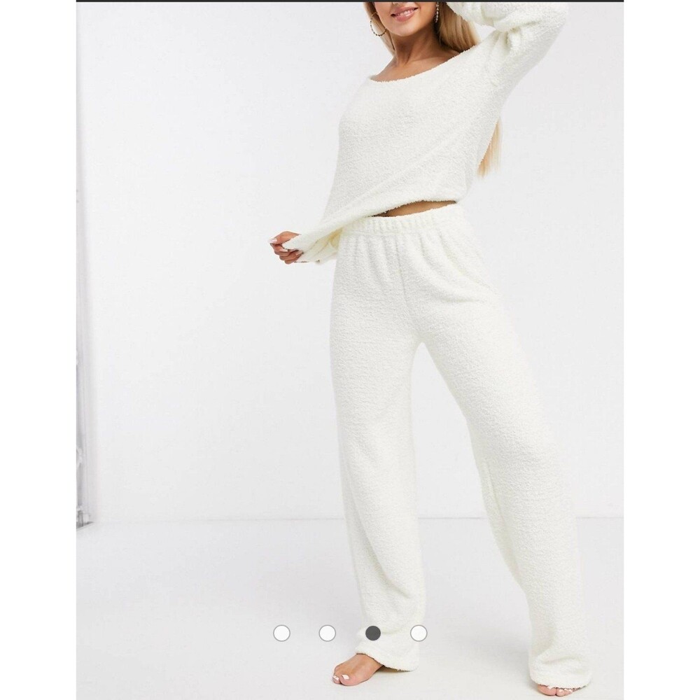 ASOS DESIGN mix & match lounge fluffy top & pants set size 10